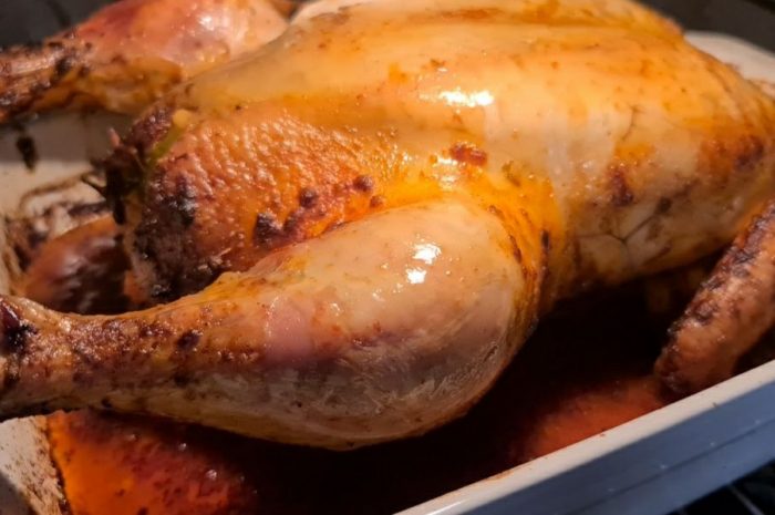 Pollo relleno al horno